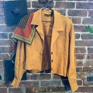 Linen cropped button up